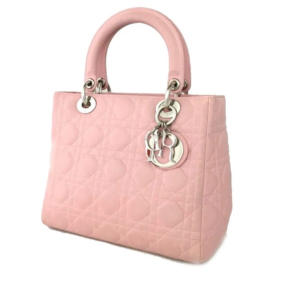 🌸 Christian Dior Cannage Lady Pink Lambskin Medium Bag crossbody (retail $6100) - Picture 4 of 10